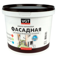 Краска в/д VGT 1180 акрил. Фасадная Белоснежная 7 кг