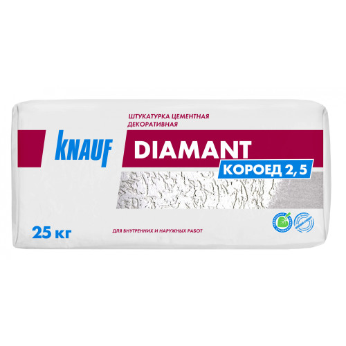 Штукатурка KNAUF ДИАМАНТ Короед фр. 2,5 цем. декор БЕЛЫЙ 25 кг