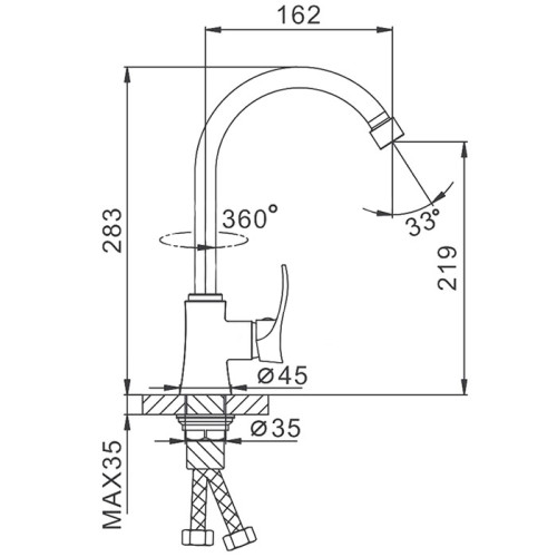 Смеситель для кухни FRAP F40501 хром