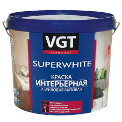 Краска в/д VGT 2180 акрил. Интерьерная Влагостойкая Супербелая 7кг