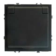 Розетка 2P ЭМИЛИ защ.шторки с крышкой черный RST16-5113-05