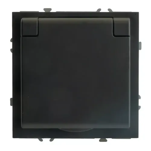 Розетка 2P ЭМИЛИ защ.шторки с крышкой черный RST16-5113-05