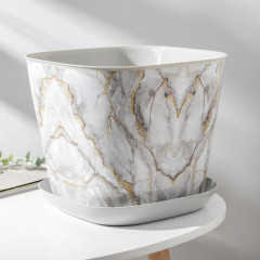 Кашпо ВИОЛЕТ мрамор 9,8 л квадратное (231071)