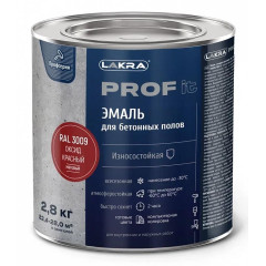 Эмаль Лакра PROF IT для бетонных полов быстросохнущая  Оксид красный, RAL 3009 2,8 кг