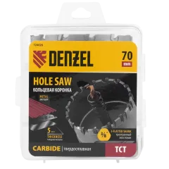 Коронка по металлу Denzel твердосплавная, 70 мм (724020)