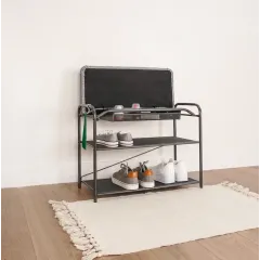 Полка для обуви Гранада 23В НБК 2 полки, 65х31х50см с сиденьем графит (272836)