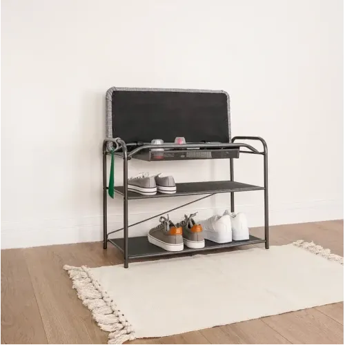 Полка для обуви Гранада 23В НБК 2 полки, 65х31х50см с сиденьем графит (272836)