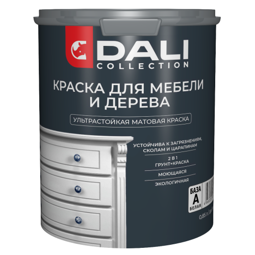 Краска Dali для мебели и дерева 0,85л База А