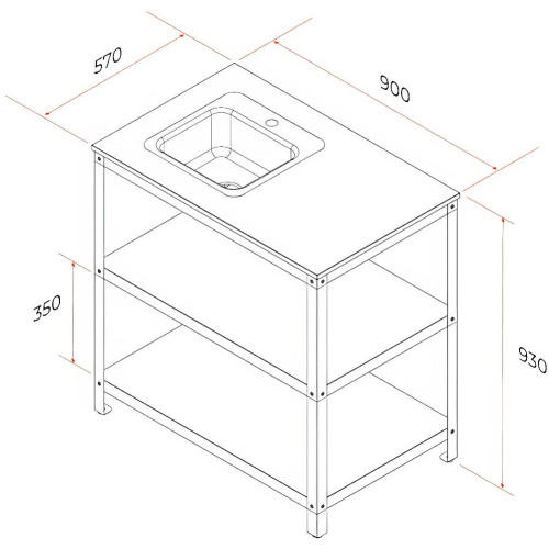 Стол PATIO P-02 разделочный, с мойкой
