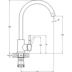 Смеситель для кухни SOLONE EZA4-D090, нерж. сталь, ф 35