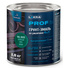 Грунт-эмаль Лакра PROF IT по ржавчине 4 в 1 быстросохнущая  Зеленый мох, RAL 6005 2,8 кг
