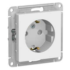 Розетка 2P+Е AtlasDesign белый со шторками SchE ATN000145