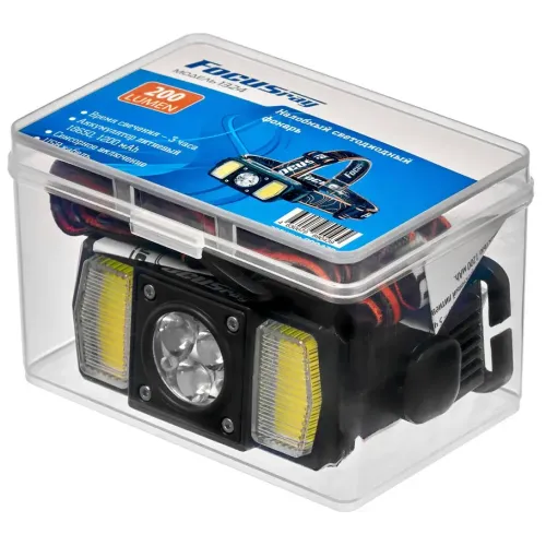 Фонарь налобный FOCUSray 1324 акку 18650 1200мАН,200 люмен,цифровой дисплей,USB кабель.