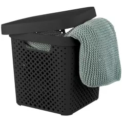 Корзина Plast team Black плетеная с крышкой 20л (498633)