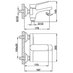 Смеситель для ванны FRAP F3262-9, оружейная сталь