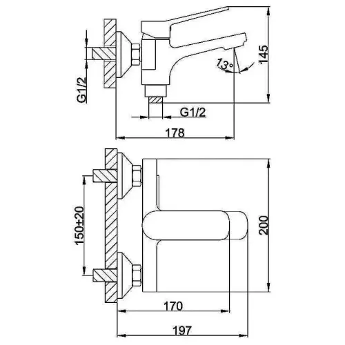 Смеситель для ванны FRAP F3262-9, оружейная сталь