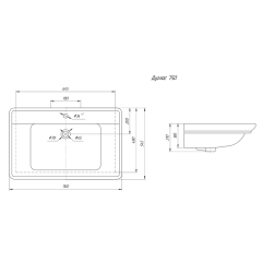 Умывальник мебельный 75 Дуглас с отв., белый