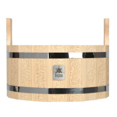 Ушат Шайка 12л С орнаментом Цветы с пластиковой вставкой, система регулировки обручей, липа 