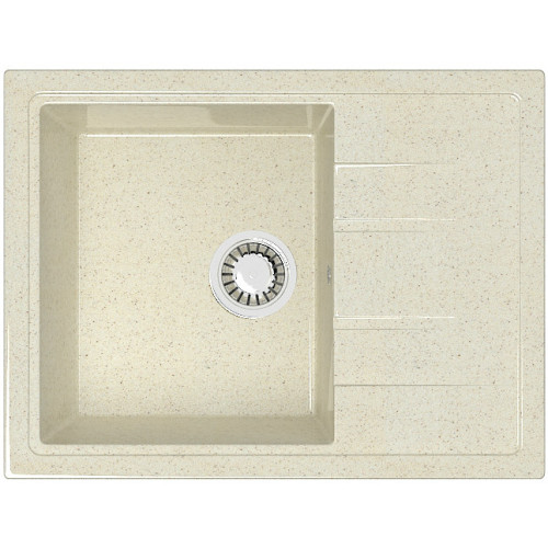 Мойка комп. глянц. MARRBAXX прямоугольная малая с крылом Z150/Q2 575х470х200мм, бежевая, сифон