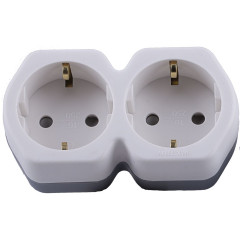 Разветвитель сетевой (двойной) 16А 250B STEKKER пластик,серый ADP 16-12-20 1/10/60 32870