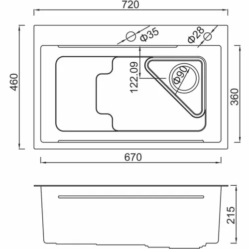 Мойка нерж. врезная GAPPO 72х46х21,5 см тол. 3 мм, золотая (сифон, коландер) GS7246-3