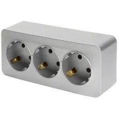 Розетка О/У 3-ая 2P+E STEKKER серебро MST16-13-03 49330