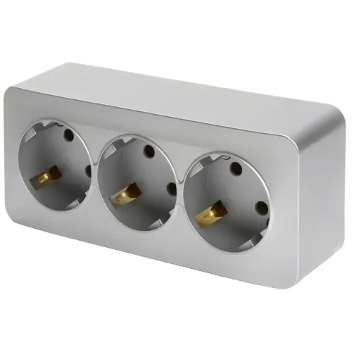 Розетка О/У 3-ая 2P+E STEKKER серебро MST16-13-03 49330