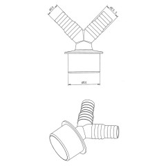Адаптер для подключения слива бытовой техники ф 50 V-образный d-20/23