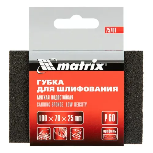 Губка абразивная MATRIX 100х70х25мм P60 (75701)