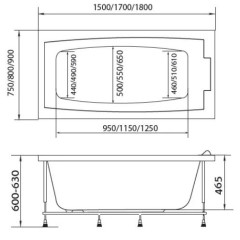 Ванна акриловая 1Marka Aelita 170х90см на раме + фронтальная панель