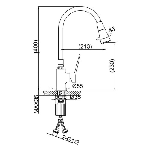 Смеситель для кухни FRAP F4462-3 сатин/золотой