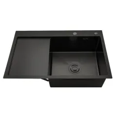 Мойка нерж. врезная GAPPO 78х50х21,5 см тол. 3 мм, чёрная, правая (сифон, коландер) GS7850-6R