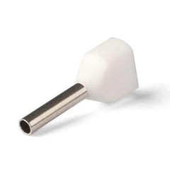 Наконечник штыревой втулочный изолир. двойной 2х 0,5мм.кв. х 8мм белый (уп.=100шт.) КВТ (400582)