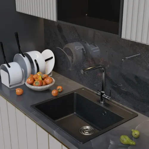 Мойка комп. MIXLINE ML-GM15 500х560x180мм, черная (308), сифон