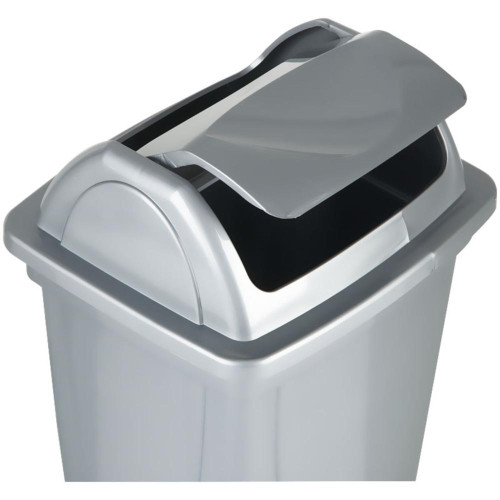 Корзина для бумаг СТАММ 12л вращающаяся крышка, серый металлик (1083073)