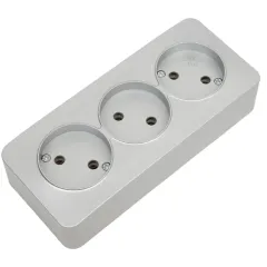 Розетка О/У 3-ая 2P STEKKER серебро MST10-13-03 49329