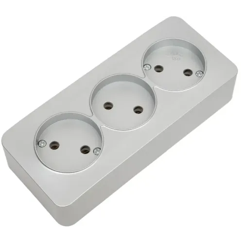 Розетка О/У 3-ая 2P STEKKER серебро MST10-13-03 49329
