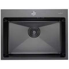 Мойка нерж. врезная MIXLINE PRO 60х45 тол. 3 мм, чёрный графит, с сифоном
