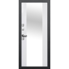 Дверь метал. Isoterma 11 см Серебро/Эмалит белый Зеркало (2050*960, Левая)