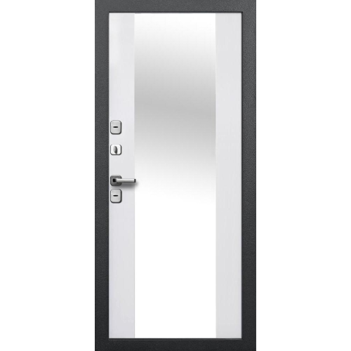 Дверь метал. Isoterma 11 см Серебро/Эмалит белый Зеркало (2050*960, Левая)
