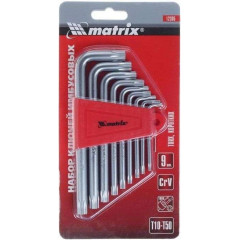 Набор ключей шестигранных MATRIX TORX 9шт короткие сатин (Т10-Т50мм) (12305)