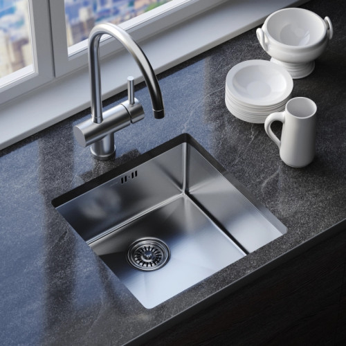 Мойка нерж. подст.монтаж MIXLINE PRO 50х50 тол. 3 мм, сатин, с сифоном