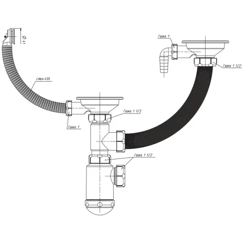 Сифон для мойки GRAND 3 1/2