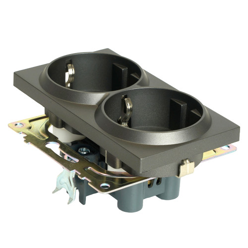 Розетка 2-ая 2P+E Катрин графит с защитной шторкой GLS16-7114-06