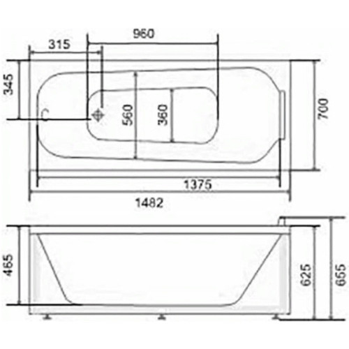 Ванна акриловая BELLSAN Лайма 150х70х63см на раме, экран, сифон (*30)