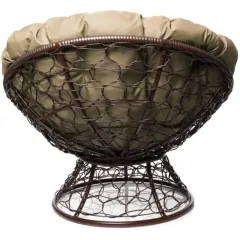 Кресло ПАПАСАН Home с ротангом коричневое с подушкой лен