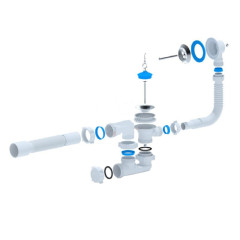 Сифон для ванны АНИПЛАСТ Е255 1 1/2'х40 с гибкой трубой 40х50 регулируемый