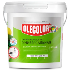 Эмаль OLECOLOR акриловая полуглянцевая жёлтая 0,8 кг