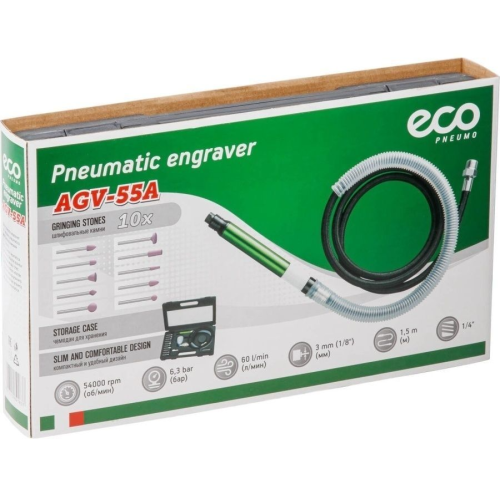 Пневмошлифмашина прямая ECO AGV-55A (набор)