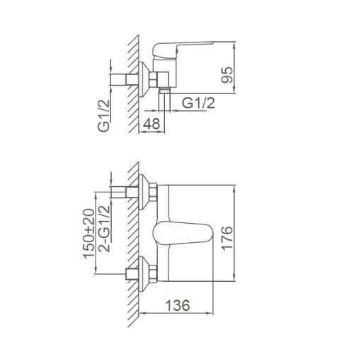 Смеситель для душа FRUD R20156-6 чёрный